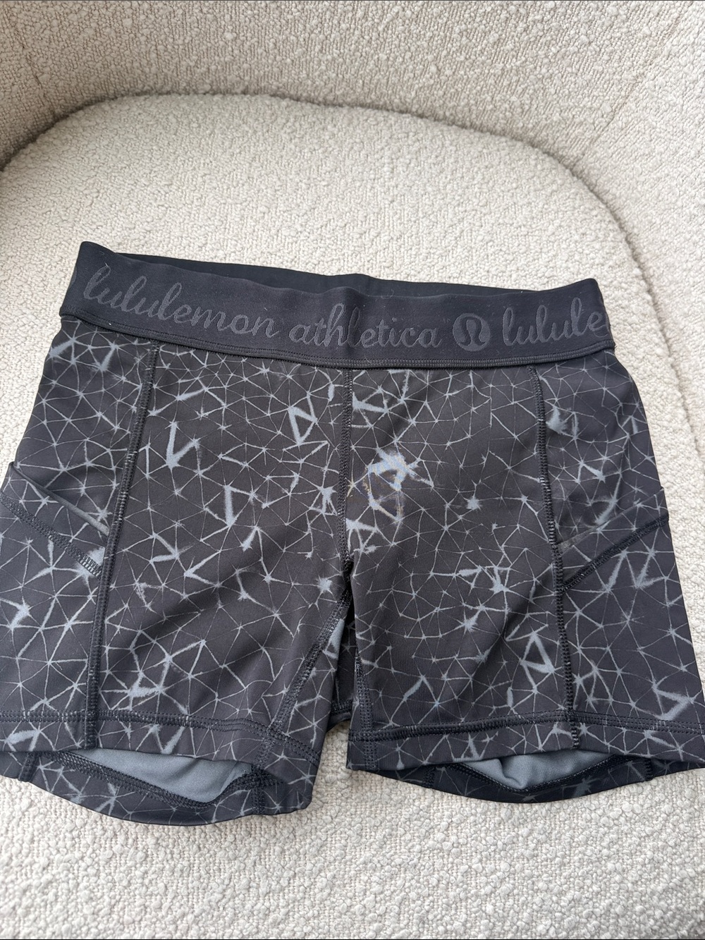 lululemon athletica Black and Gray Printed Athletic Shorts